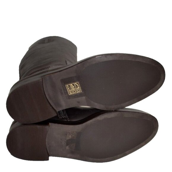 New! Tory Burch The Riding Boot Logo Embossed Coconut Brown Sz 8.5M 141232 DD388 - Picture 8 of 8